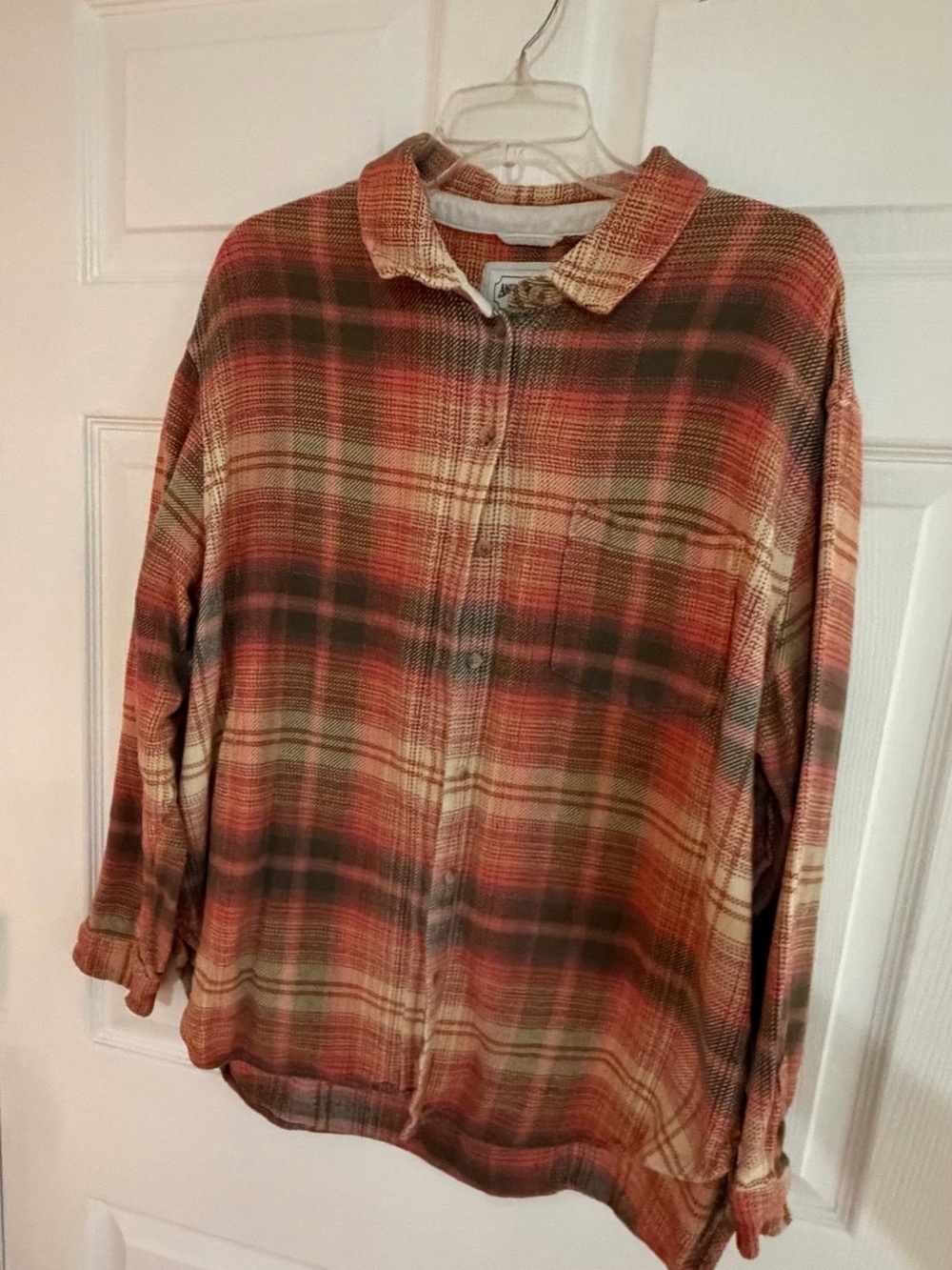 American Eagle Outfitters Plaid Zip-Front Jacket in Rust Multi